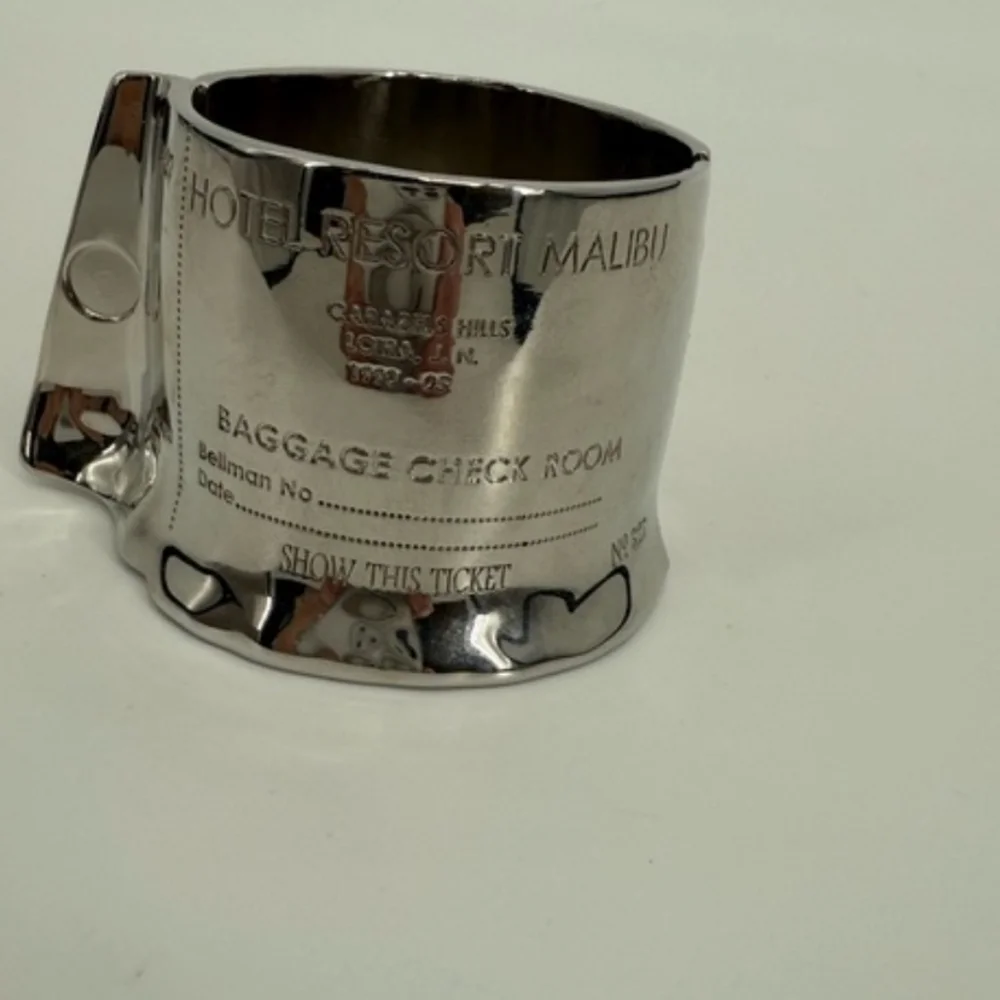 Zara silver tone plaque cuff bracelet with text